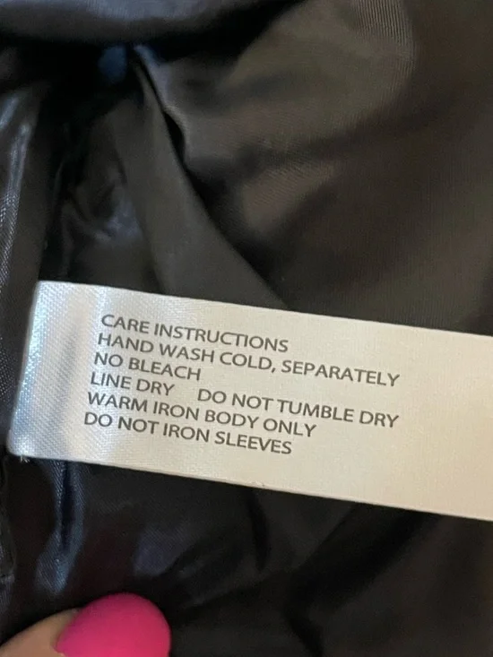 David Kahn Black Tweed Jacket Faux Leather Sleeves & Gold Stud Hardware Sz S - Picture 6 of 7